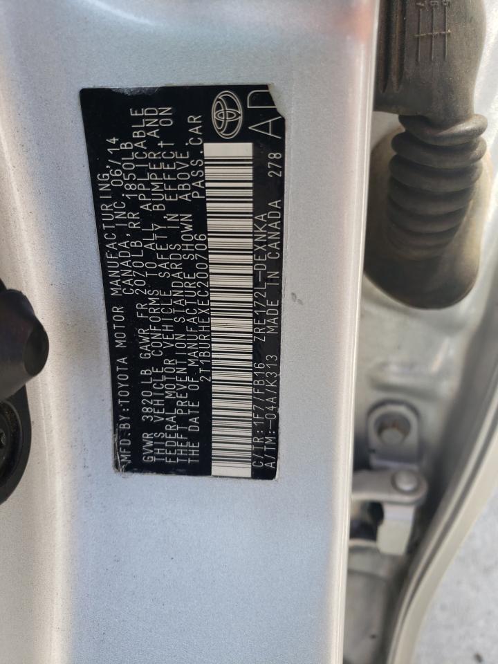 Photo 10 from auction – 2014 TOYOTA COROLLA L with VIN 2T1BURHEXEC200706