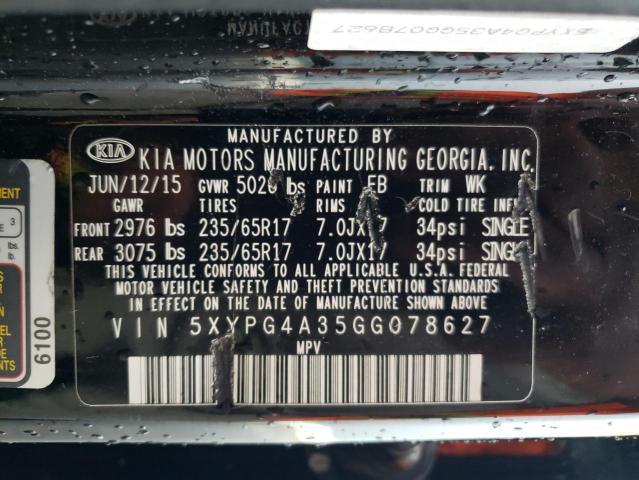 Photo 10 from auction – 2016 KIA SORENTO LX with VIN 5XYPG4A35GG078627