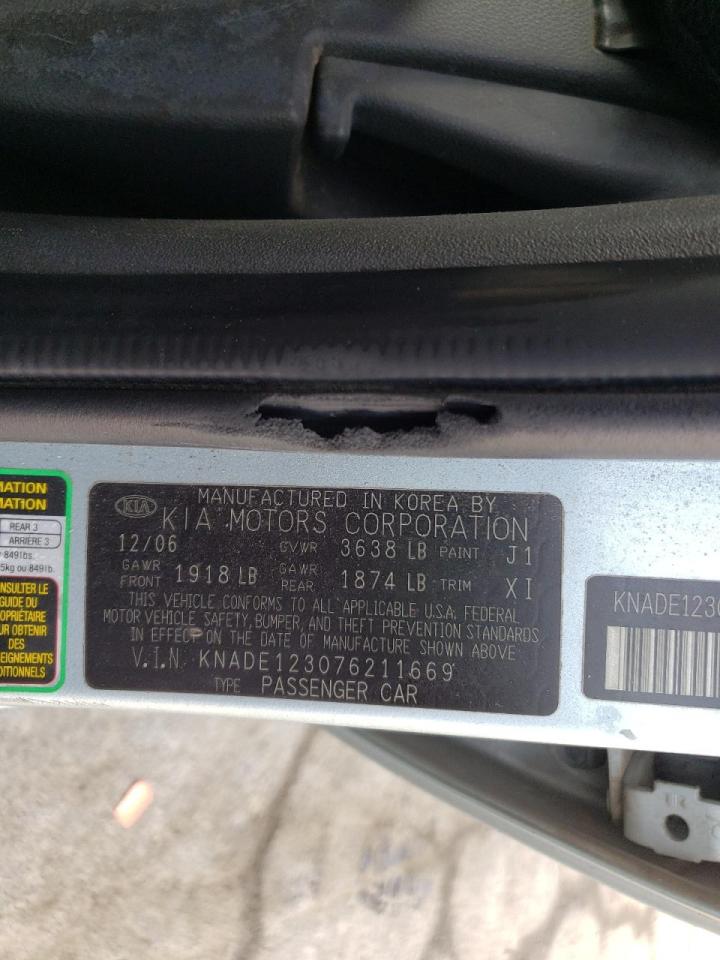 Photo 10 from auction – 2007 KIA RIO BASE with VIN KNADE123076211669