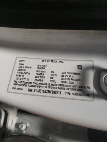 TESLA MODEL 3 2021 with VIN 5YJ3E1EBXMF902211 - Photo from auction