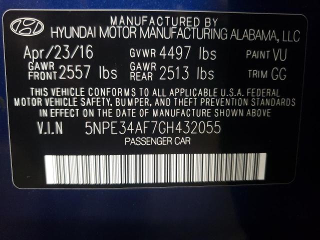 Photo 10 from auction – 2016 HYUNDAI SONATA SPO with VIN 5NPE34AF7GH432055