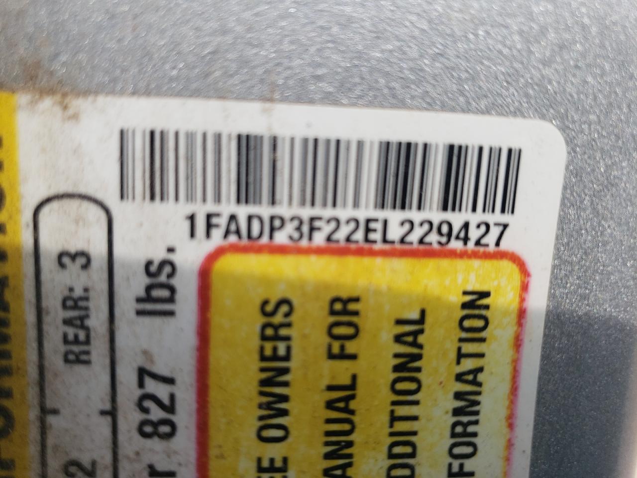 Photo 10 from auction – 2014 FORD FOCUS SE with VIN 1FADP3F22EL229427