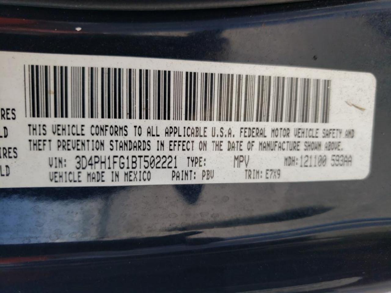 Photo 10 from auction – 2011 DODGE JOURNEY MA with VIN 3D4PH1FG1BT502221