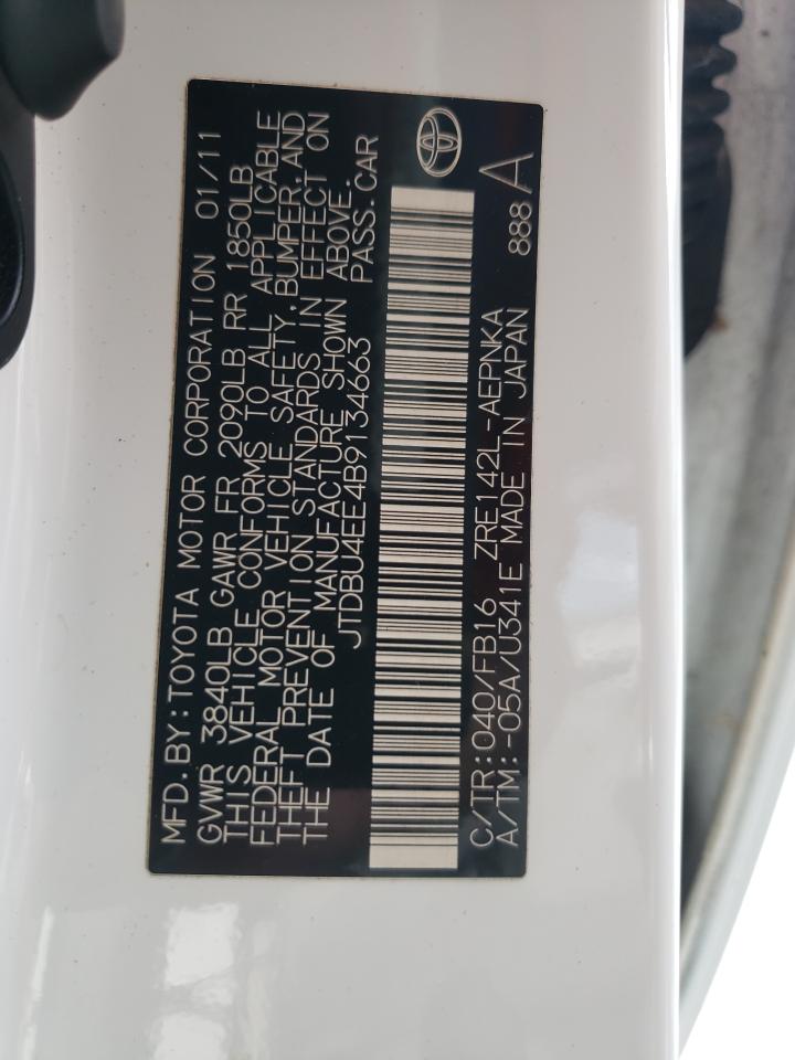 Photo 10 from auction – 2011 TOYOTA COROLLA BA with VIN JTDBU4EE4B9134663