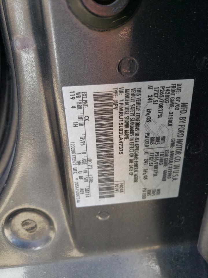 Photo 10 from auction – 2003 FORD EXPEDITION with VIN 1FMRU15L83LA47375