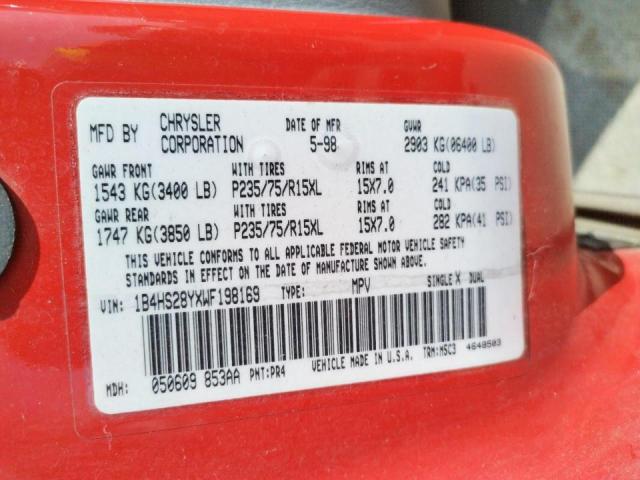 Photo 10 from auction – 1998 DODGE DURANGO with VIN 1B4HS28YXWF198169