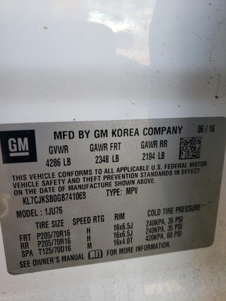 Photo 10 from auction – 2016 CHEVROLET TRAX LS with VIN KL7CJKSB0GB741068