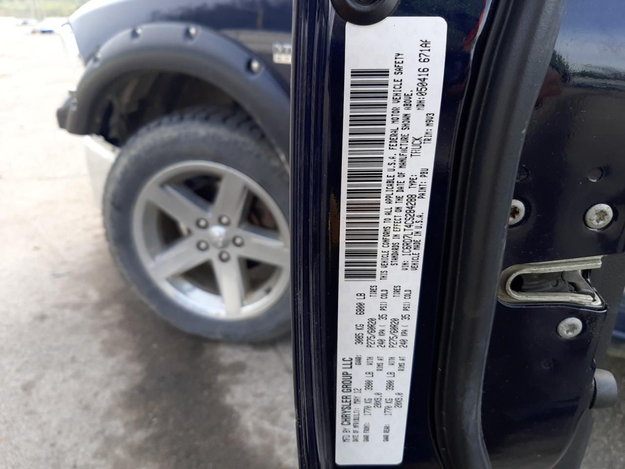 Photo 10 from auction – 2012 DODGE RAM 1500 S with VIN 1C6RD7LT4CS284288