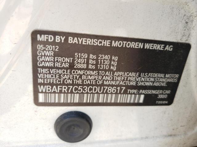 Photo 10 from auction – 2012 BMW 535 I with VIN WBAFR7C53CDU78617