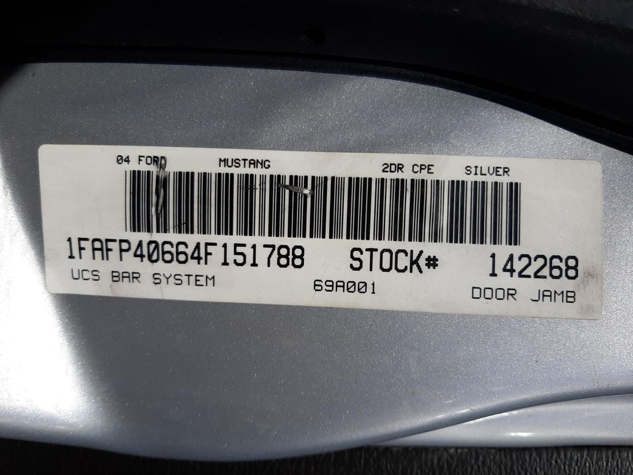 Photo 10 from auction – 2004 FORD MUSTANG with VIN 1FAFP40664F151788