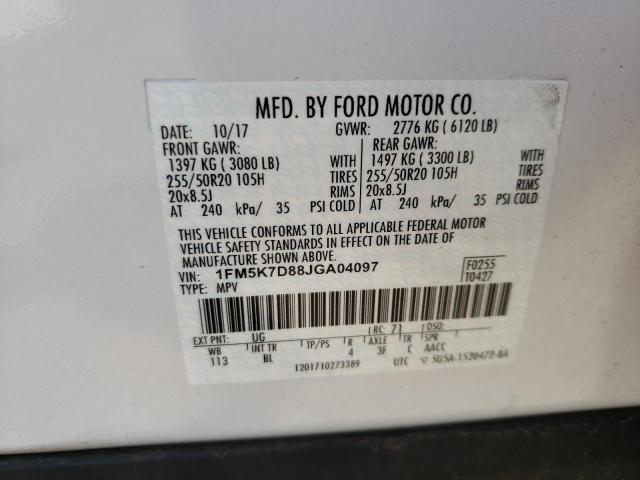 Photo 10 from auction – 2018 FORD EXPLORER X with VIN 1FM5K7D88JGA04097