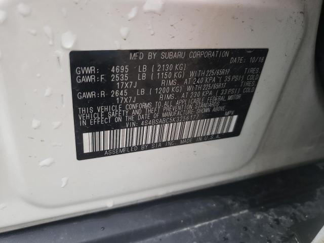 Photo 10 from auction – 2019 SUBARU OUTBACK 2. with VIN 4S4BSABC5K3256177