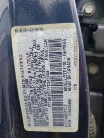 Photo 10 from auction – 2000 TOYOTA COROLLA VE with VIN 2T1BR12E4YC345434