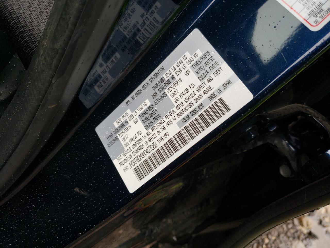 Photo 10 from auction – 2021 MAZDA CX-5 GRAND with VIN JM3KFBDM8M0427889
