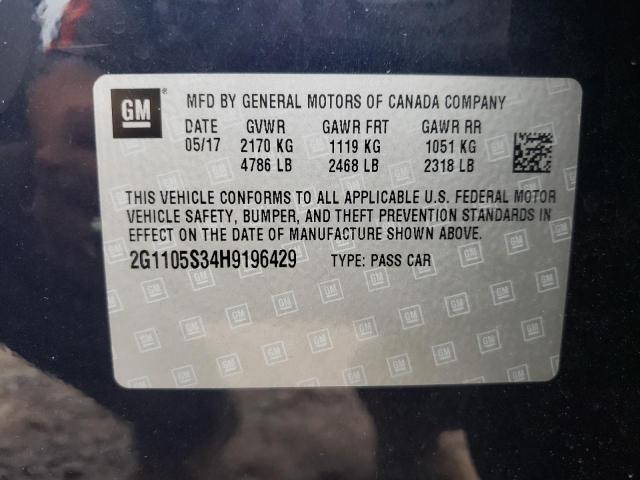 Photo 10 from auction – 2017 CHEVROLET IMPALA LT with VIN 2G1105S34H9196429