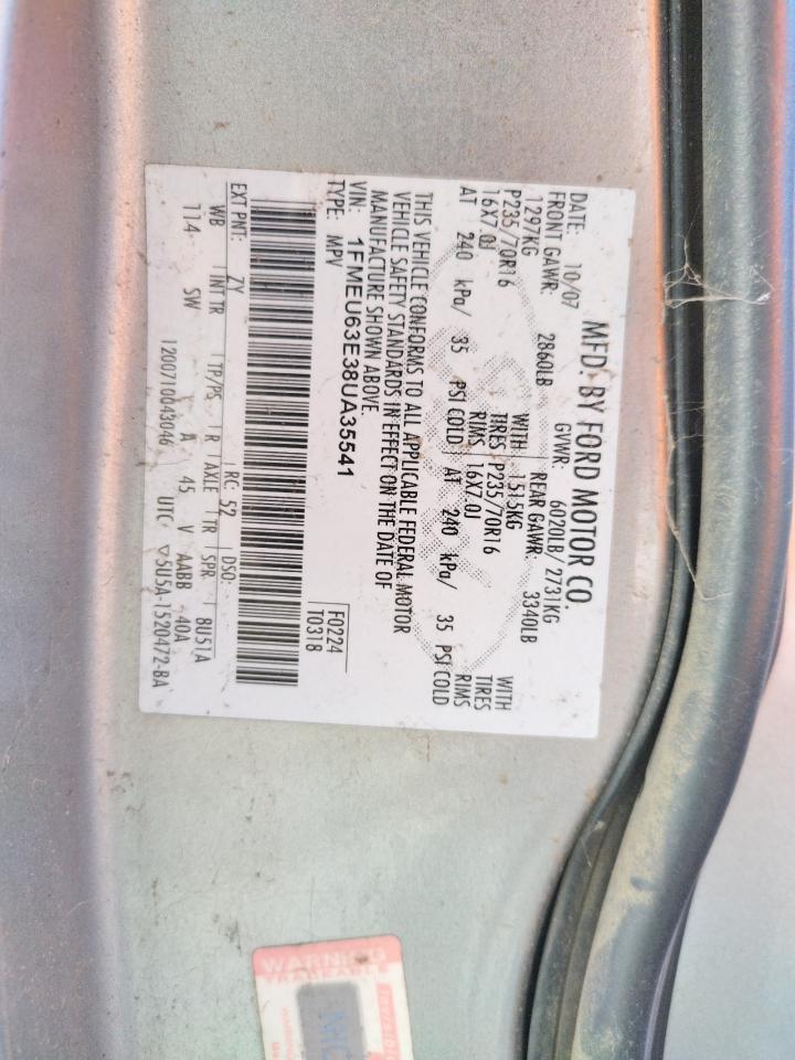 Photo 10 from auction – 2008 FORD EXPLORER X with VIN 1FMEU63E38UA35541