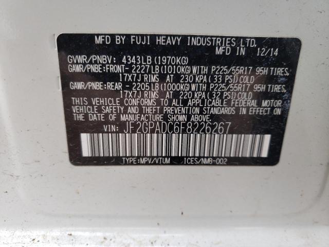 Photo 10 from auction – 2015 SUBARU XV CROSSTR with VIN JF2GPADC6F8226267