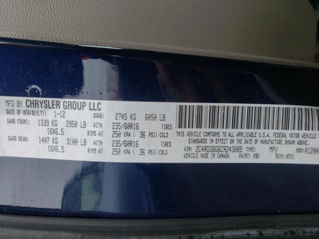 Photo 10 from auction – 2012 DODGE GRAND CARA with VIN 2C4RDGBG6CR243885