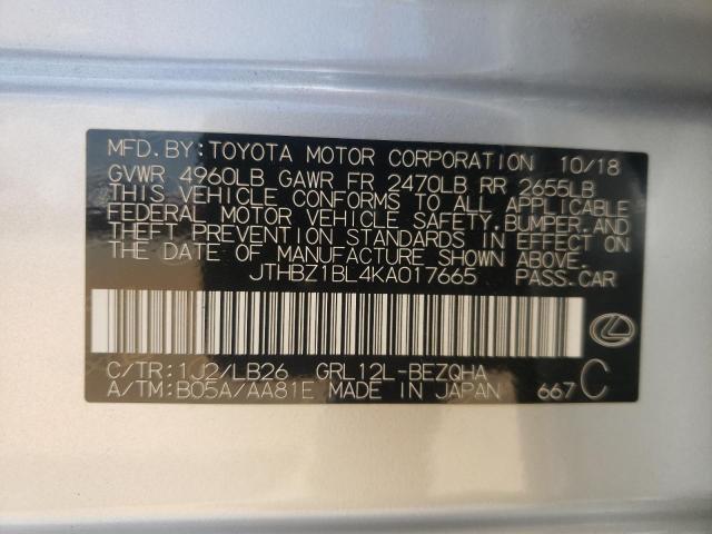 Photo 10 from auction – 2019 LEXUS GS 350 BAS with VIN JTHBZ1BL4KA017665