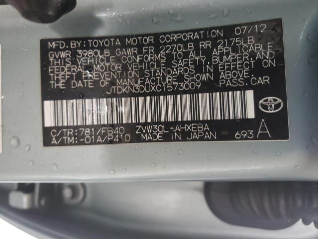 Photo 10 from auction – 2012 TOYOTA PRIUS with VIN JTDKN3DUXC1573009
