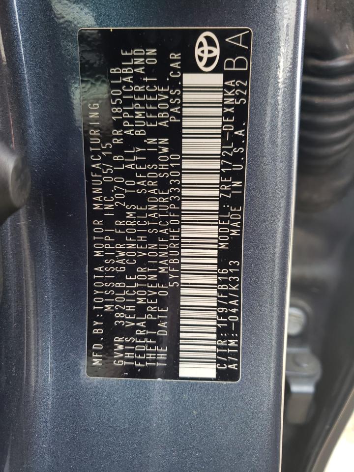 Photo 10 from auction – 2015 TOYOTA COROLLA L with VIN 5YFBURHE0FP333010