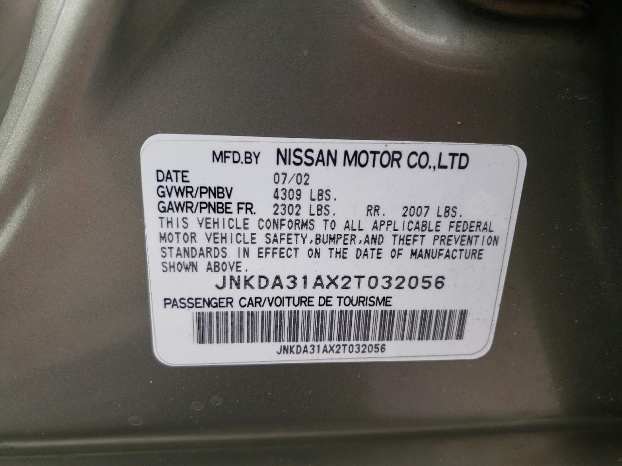 Photo 10 from auction – 2002 INFINITI I35 with VIN JNKDA31AX2T032056