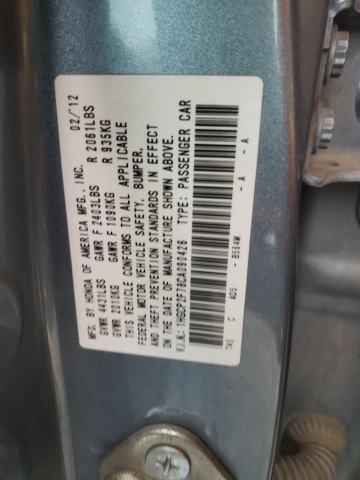 Photo 10 from auction – 2012 HONDA ACCORD EX with VIN 1HGCP2F78CA090426