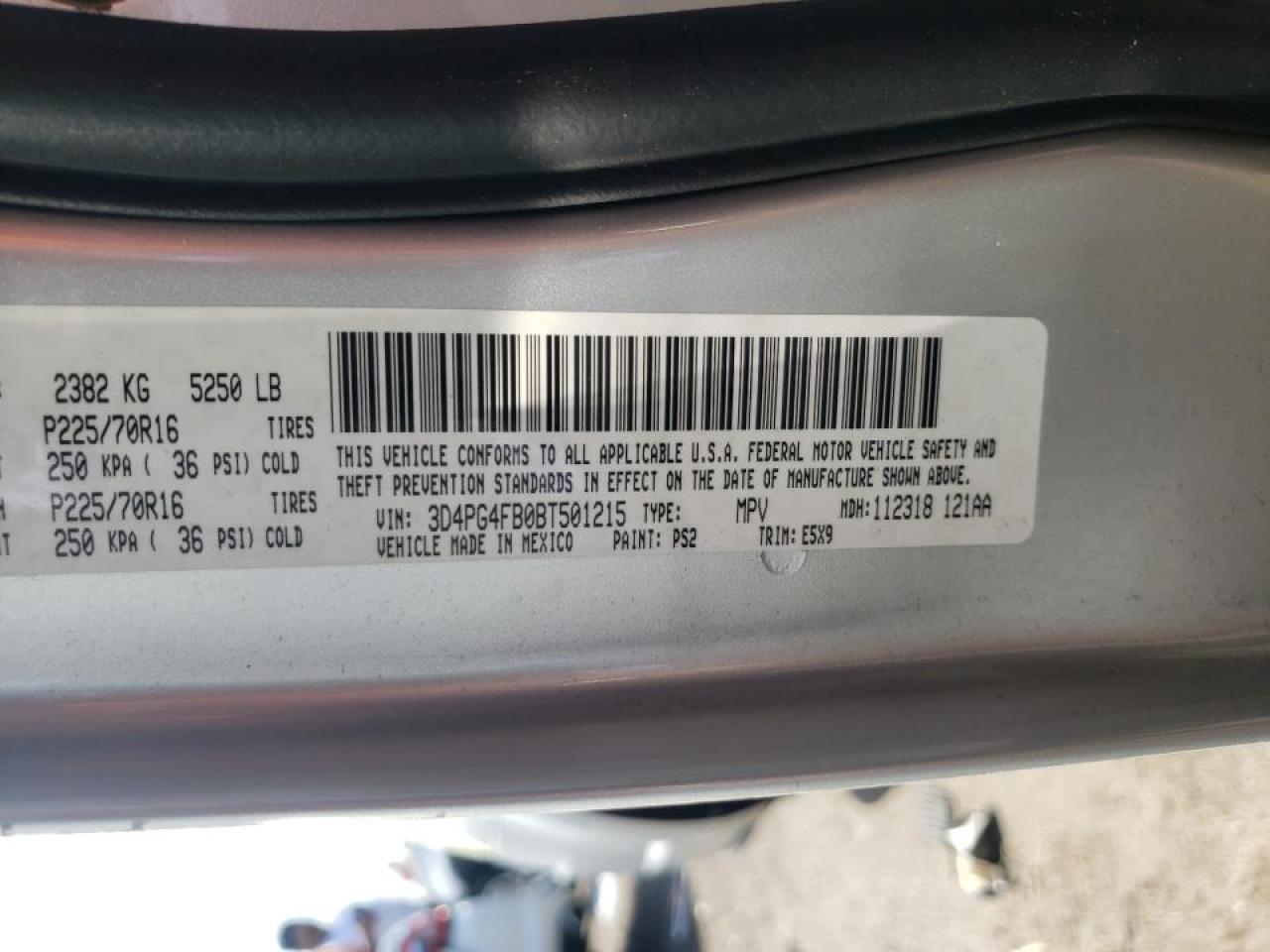 Photo 10 from auction – 2011 DODGE JOURNEY EX with VIN 3D4PG4FB0BT501215