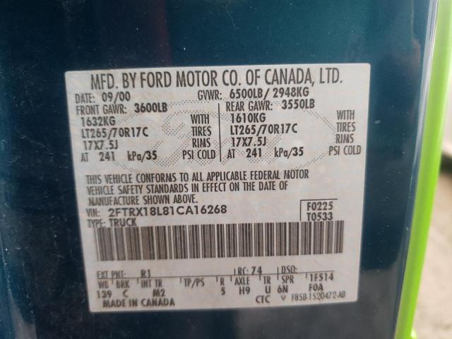 Photo 10 from auction – 2001 FORD F150 with VIN 2FTRX18L81CA16268