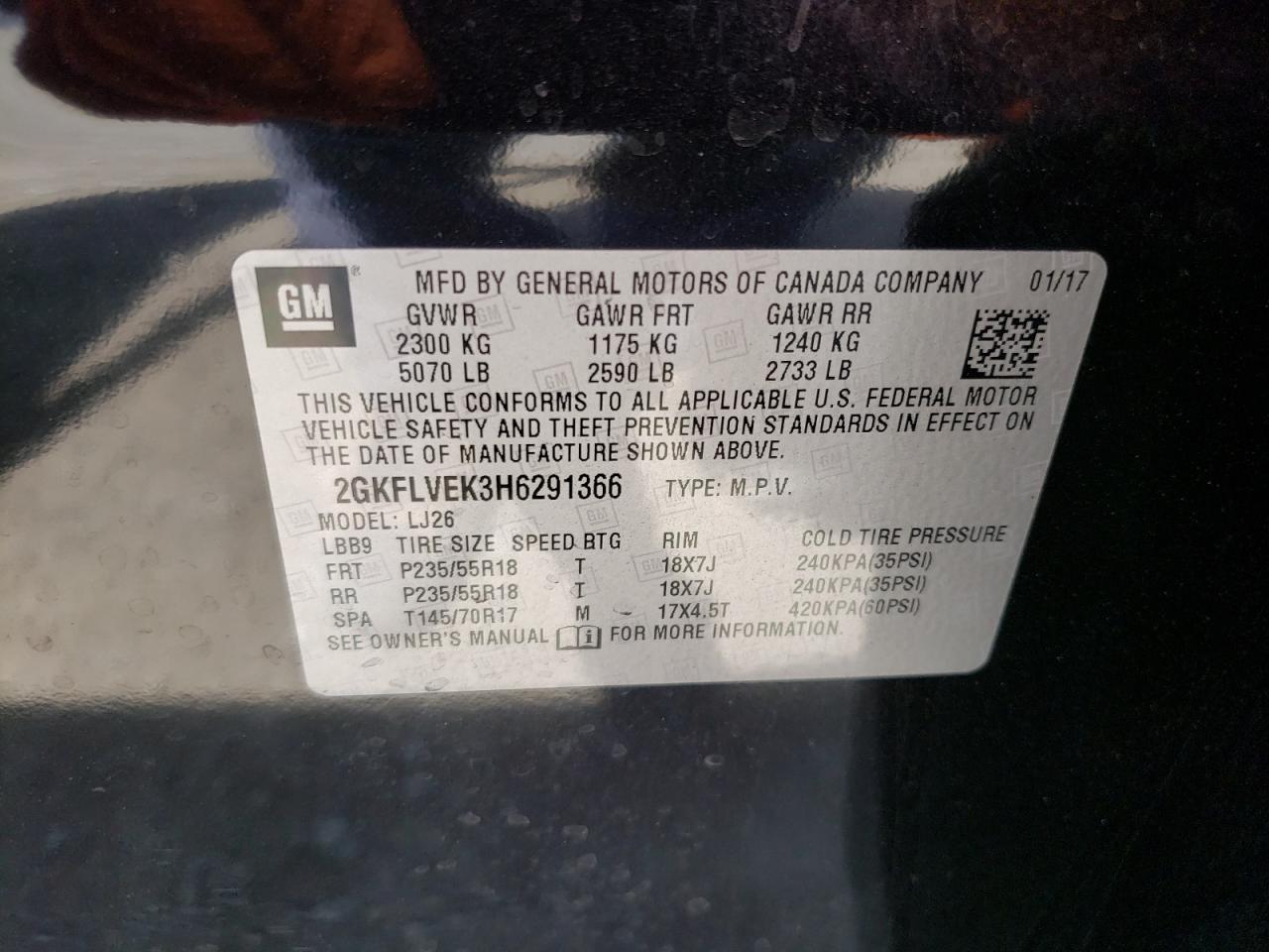 Photo 10 from auction – 2017 GMC TERRAIN DE with VIN 2GKFLVEK3H6291366