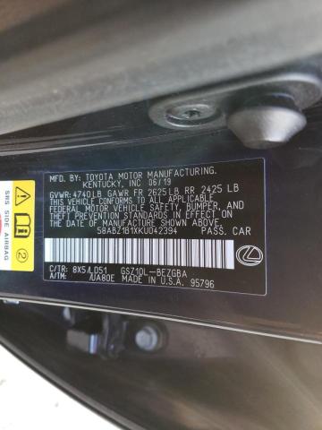 Photo 10 from auction – 2019 LEXUS ES 350 with VIN 58ABZ1B1XKU042394
