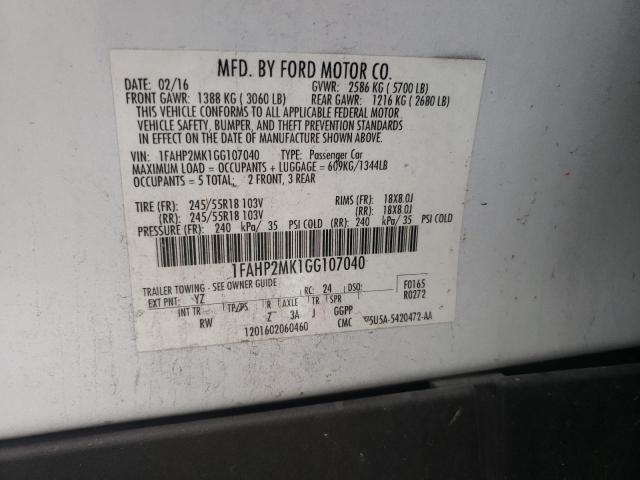 Photo 10 from auction – 2016 FORD TAURUS POL with VIN 1FAHP2MK1GG107040