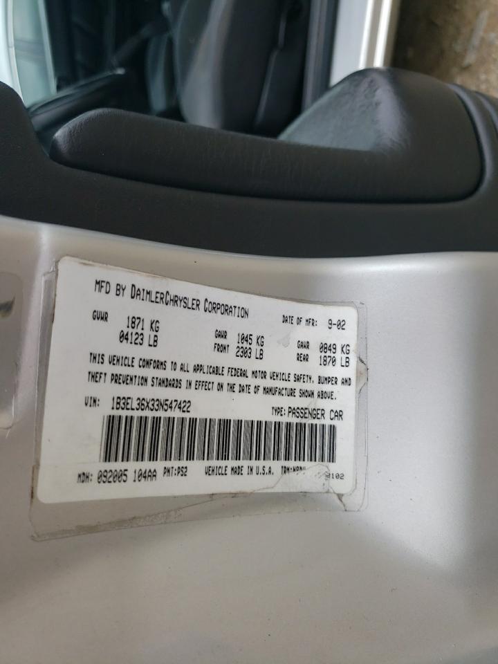Photo 10 from auction – 2003 DODGE STRATUS SE with VIN 1B3EL36X33N547422