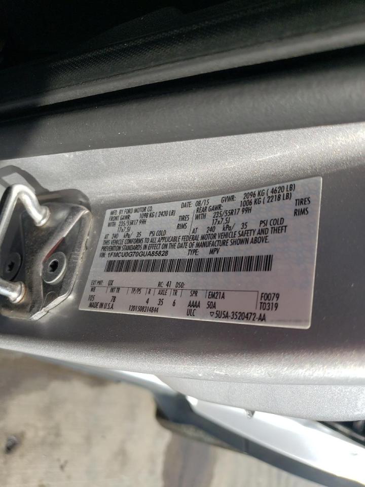 Photo 10 from auction – 2016 FORD ESCAPE SE with VIN 1FMCU0G70GUA85828