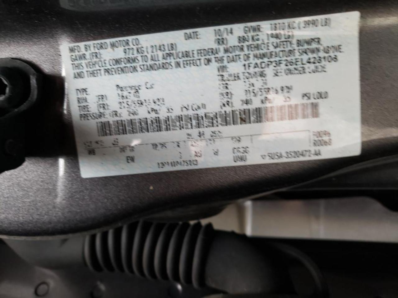 Photo 10 from auction – 2014 FORD FOCUS SE with VIN 1FADP3F26EL428108