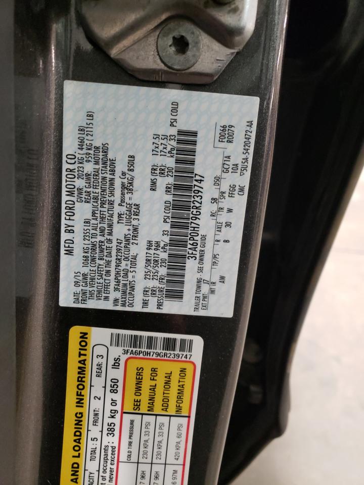 Photo 10 from auction – 2016 FORD FUSION SE with VIN 3FA6P0H79GR239747