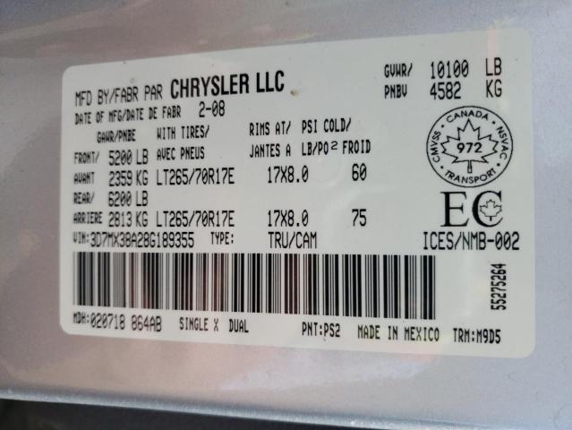 Photo 10 from auction – 2008 DODGE RAM 3500 S with VIN 3D7MX38A28G189355