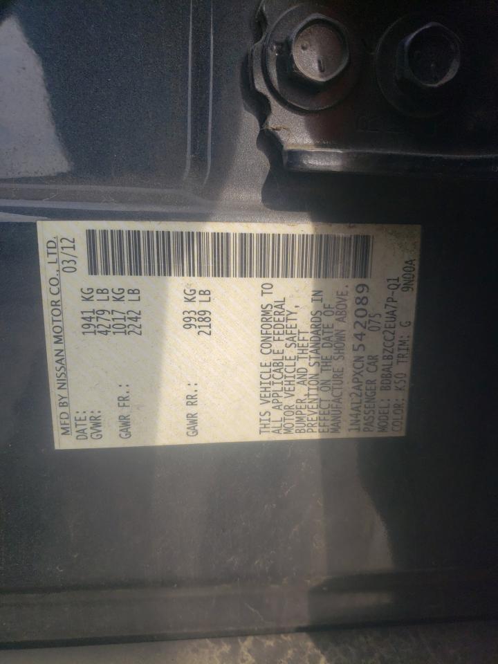 Photo 10 from auction – 2012 NISSAN ALTIMA BAS with VIN 1N4AL2APXCN542089