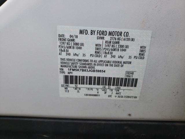 Photo 10 from auction – 2018 FORD EXPLORER with VIN 1FM5K7B83JGB59854