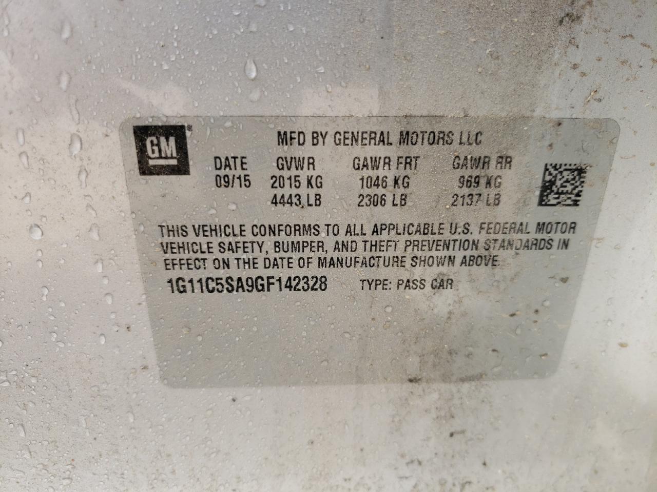 Photo 10 from auction – 2016 CHEVROLET MALIBU LIM with VIN 1G11C5SA9GF142328