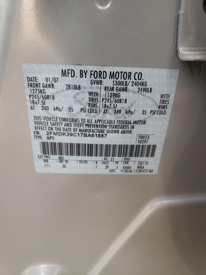 Photo 10 from auction – 2007 FORD EDGE SEL P with VIN 2FMDK39C17BA61887