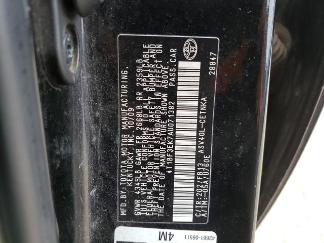 Photo 10 from auction – 2010 TOYOTA CAMRY BASE with VIN 4T1BF3EK7AU071382
