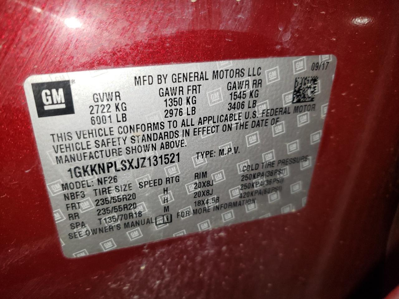 Photo 10 from auction – 2018 GMC ACADIA DEN with VIN 1GKKNPLSXJZ131521