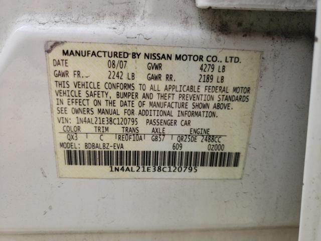 Photo 10 from auction – 2008 NISSAN ALTIMA 2.5 with VIN 1N4AL21E38C120795