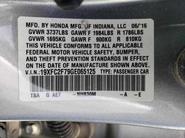 Photo 10 from auction – 2016 HONDA CIVIC EX with VIN 19XFC2F79GE065125