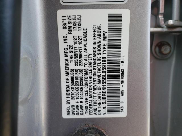 HONDA CR-V EX 2011 with VIN 5J6RE4H55BL059198 - Photo from auction