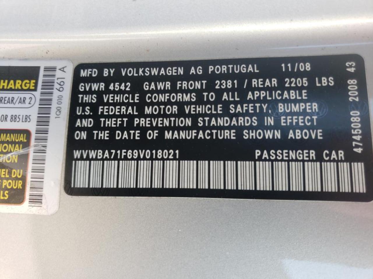 Photo 10 from auction – 2009 VOLKSWAGEN EOS TURBO with VIN WVWBA71F69V018021