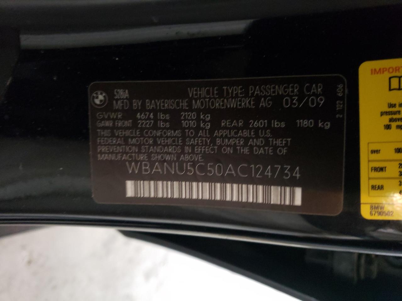 Photo 10 from auction – 2010 BMW 528 I with VIN WBANU5C50AC124734