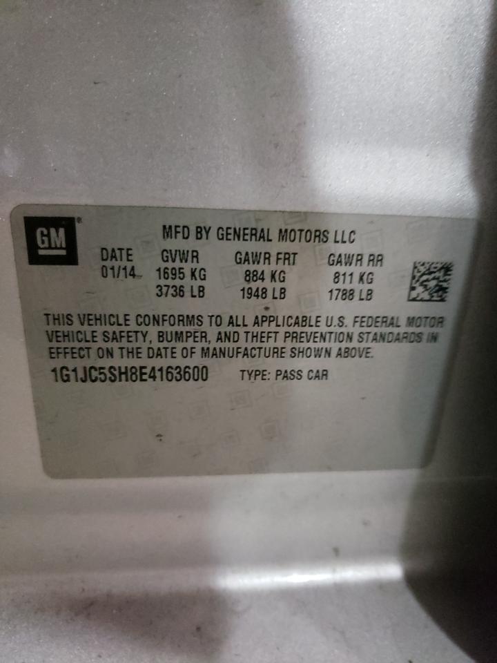 Photo 10 from auction – 2014 CHEVROLET SONIC LT with VIN 1G1JC5SH8E4163600