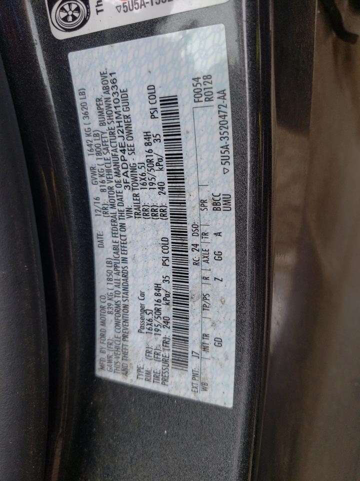 Photo 10 from auction – 2017 FORD FIESTA SE with VIN 3FADP4EJ2HM103361